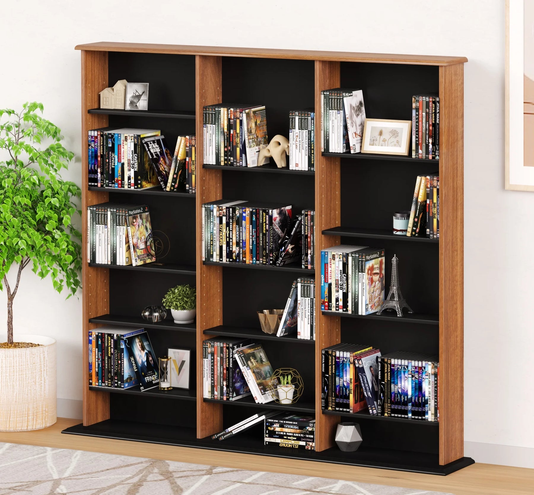 Prepac 51" Triple CD DVD Wall Media Storage Rack in Black