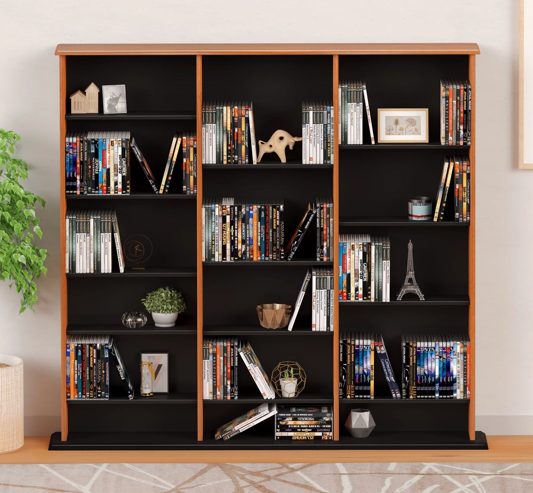 Prepac 51" Triple CD DVD Wall Media Storage Rack in Black