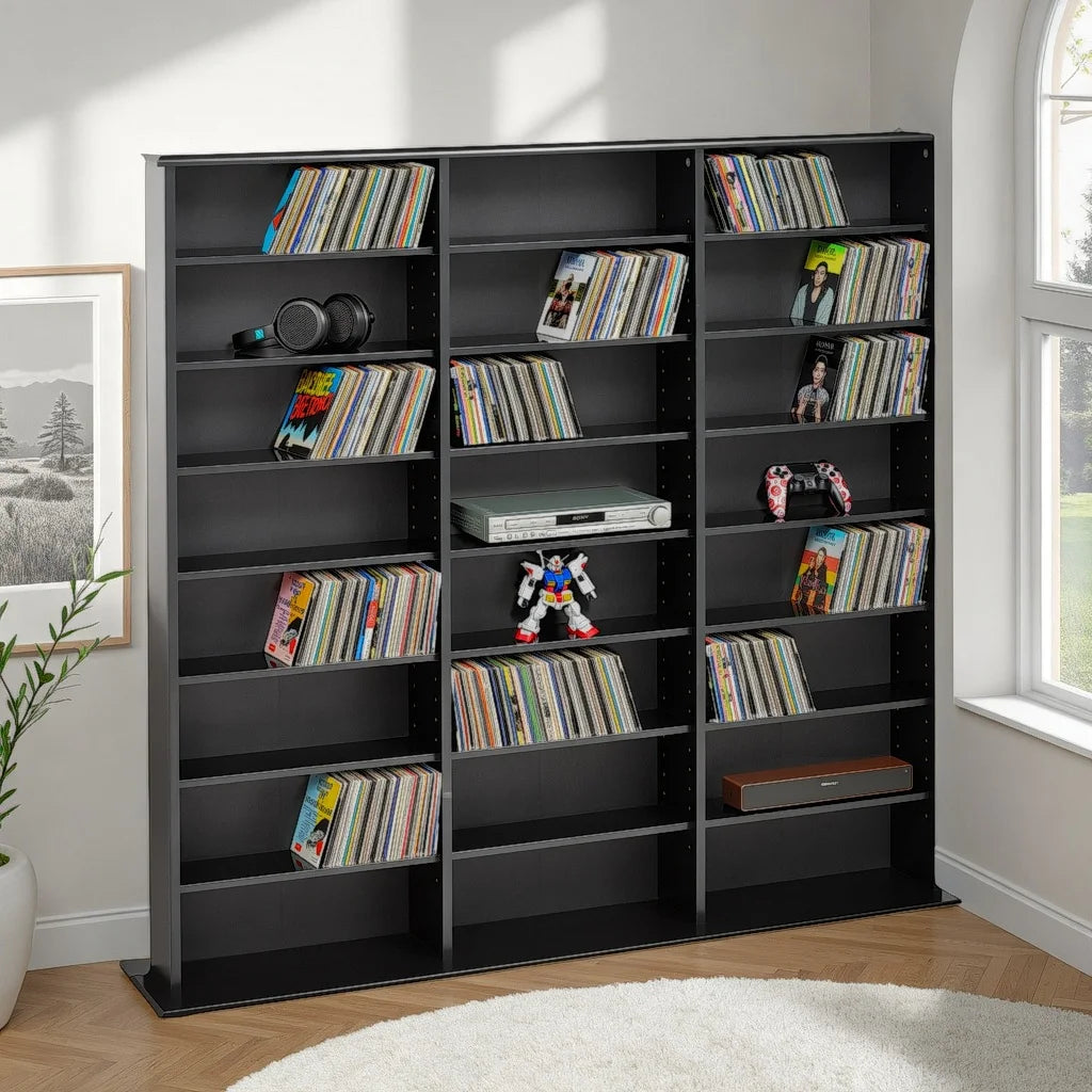 Prepac 51" Triple CD DVD Wall Media Storage Rack in Black
