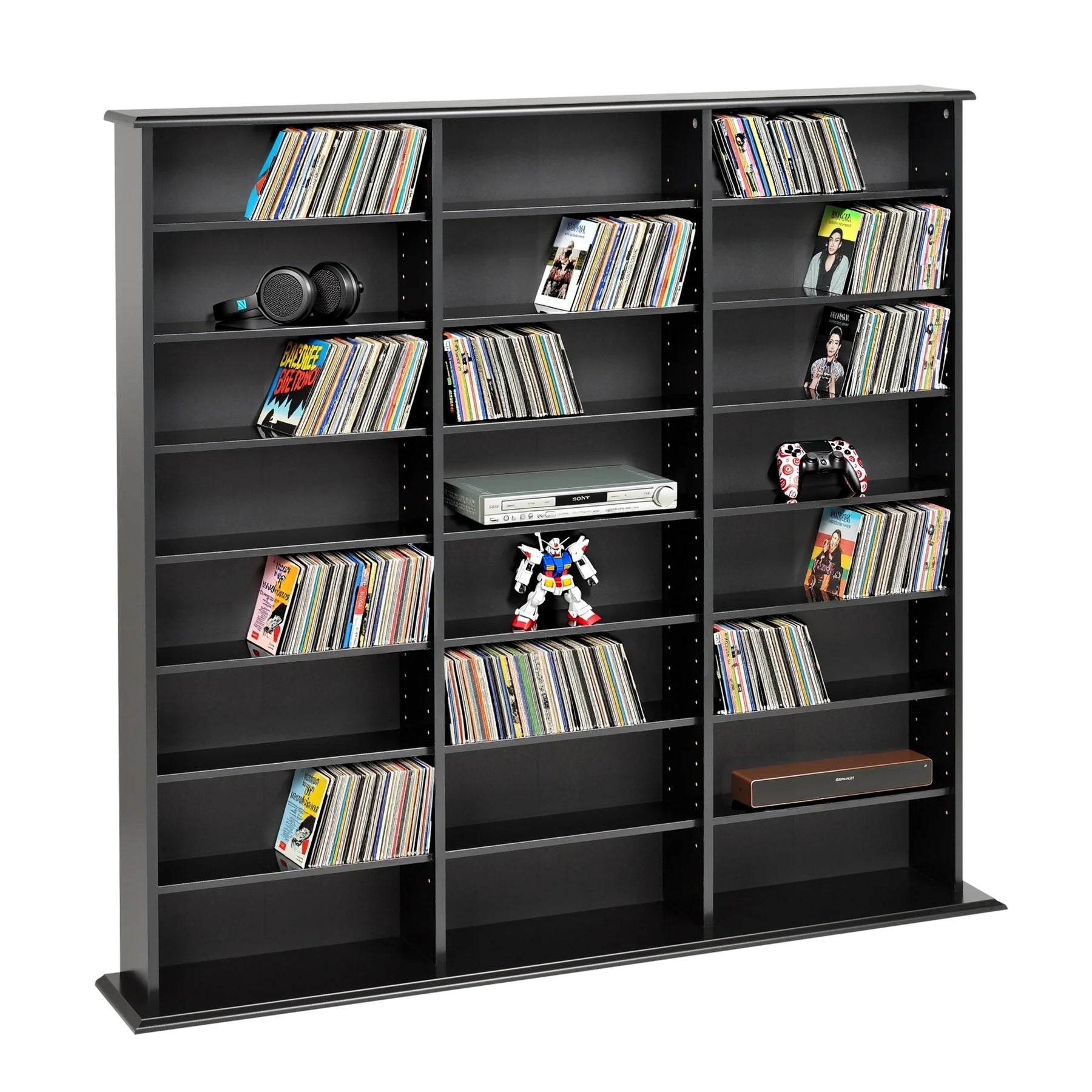 Prepac 51" Triple CD DVD Wall Media Storage Rack in Black