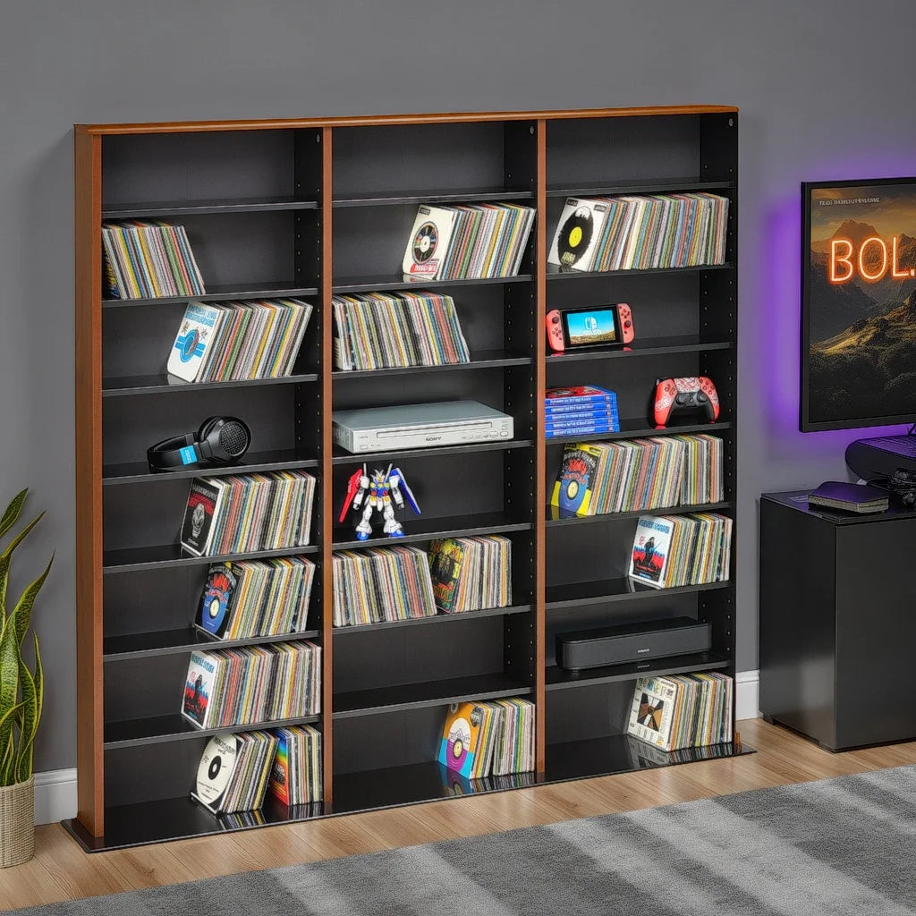 Prepac 51" Triple CD DVD Wall Media Storage Rack in Black